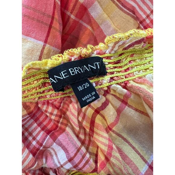 Lane Bryant Madras plaid lightweight flowing top Plus Size - Picture 5 of 6